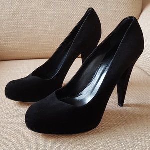 BALLY Black Suede Heels with Hidden Platform (size 7.5 US / 38 EU)